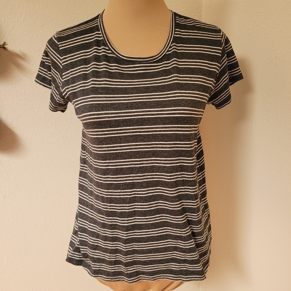 Marine Layer Grey and White Striped shirt